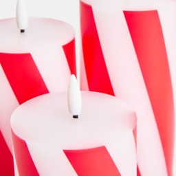 OHS 3 Pack Candy Stripe Print LED Candles - Red/White - thumbnail 5