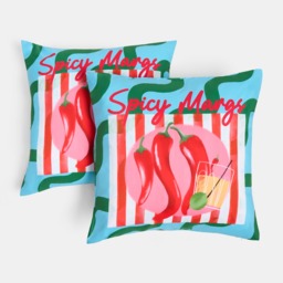 OHS Indoor/Outdoor Spicy Margs Slogan Cushion Covers, Blue/Green - 45 x 45cm - thumbnail 3