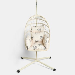 OHS Bow Print Egg Chair Cushion with Headrest - Monochrome - thumbnail 4