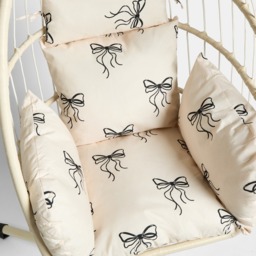 OHS Bow Print Egg Chair Cushion with Headrest - Monochrome - thumbnail 5