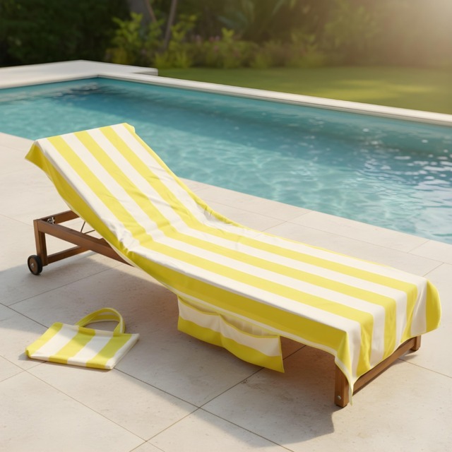 OHS Vertical Stripe Beach Towel in a Bag - Yellow - image 1