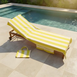 OHS Vertical Stripe Beach Towel in a Bag - Yellow - thumbnail 2