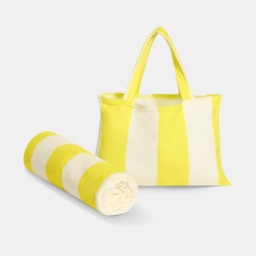 OHS Vertical Stripe Beach Towel in a Bag - Yellow - thumbnail 4