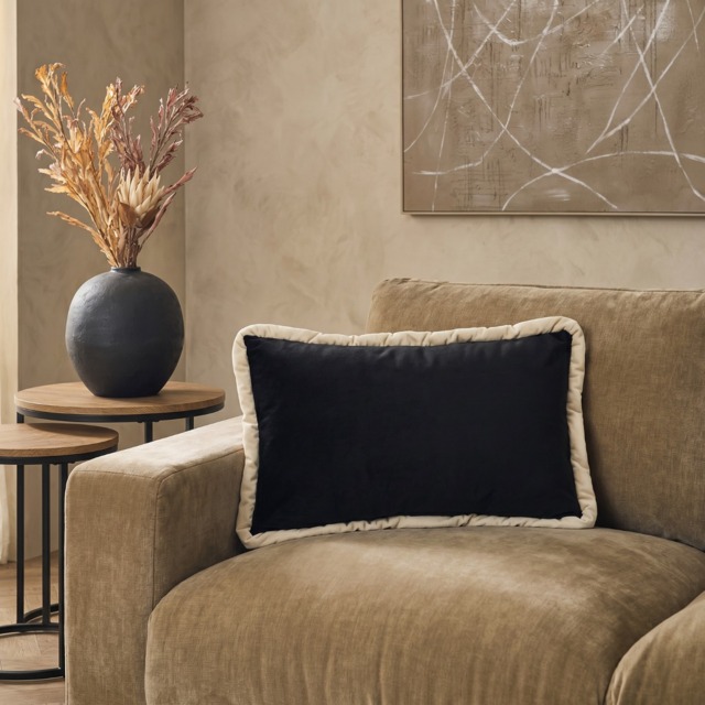 OHS Matte Velvet Jumbo Piped Edge Filled Cushion - Monochrome - image 1