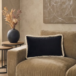 OHS Matte Velvet Jumbo Piped Edge Filled Cushion - Monochrome - thumbnail 1