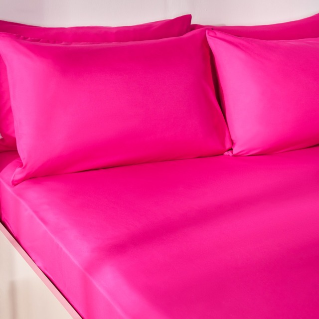 OHS Plain Dyed Deep Fitted Sheet, Hot Pink - Double - image 1