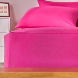 OHS Plain Dyed Deep Fitted Sheet, Hot Pink - Double - thumbnail 2