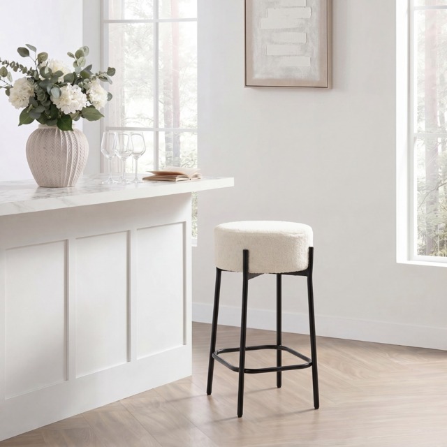 OHS Boucle Bar Stool - White - image 1