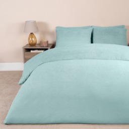 OHS Teddy Fleece Duvet Cover Set, Duck Egg Blue - King