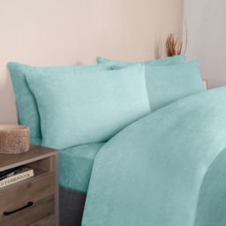 OHS Teddy Fleece Duvet Cover Set, Duck Egg Blue - King - thumbnail 4