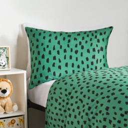 OHS Kids Safari Print Reversible Duvet Cover Set, Natural/Green - Single - thumbnail 4