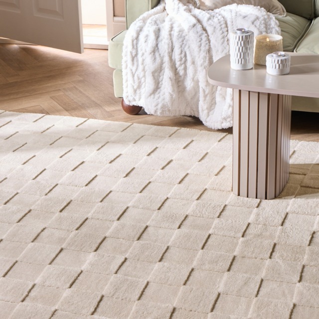 OHS Checker Board Rug, Stone - 80 x 150cm - image 1