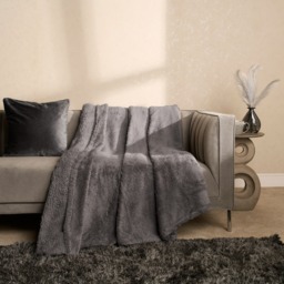 OHS Teddy Fleece Blanket Soft Throw Over Bed, Charcoal Grey - 150 x 200cm - thumbnail 2