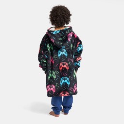 OHS Kids Neon Drip Gaming Print Hoodie Blanket - Black - thumbnail 2