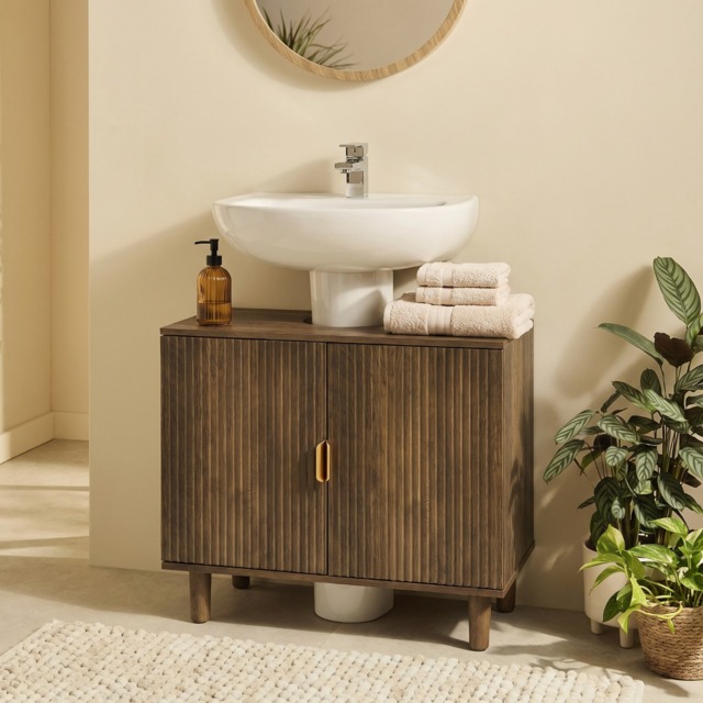 OHS Ribbed Under Sink Unit - Medium Wood - image 1