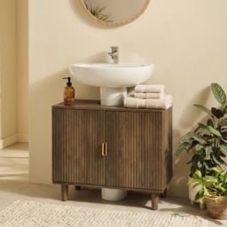 OHS Ribbed Under Sink Unit - Medium Wood - thumbnail 1
