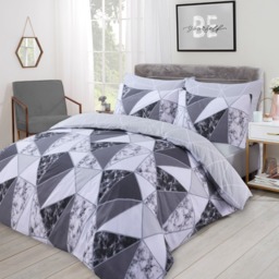 OHS Marble Geometric Duvet Set, Charcoal - King - thumbnail 2
