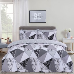 OHS Marble Geometric Duvet Set, Charcoal - King - thumbnail 1