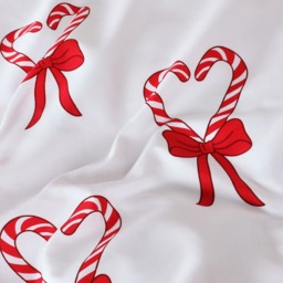 OHS Candy Cane Heart Print Frill Edge Duvet Cover Set, White/Red - Double - thumbnail 4