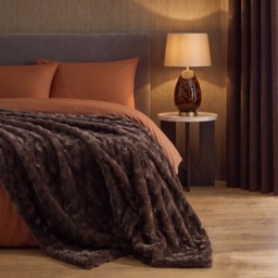 OHS Bubble Faux Fur Throw - Brown