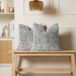 OHS Faux Fur Two Tone Cushion Covers - Grey - thumbnail 4