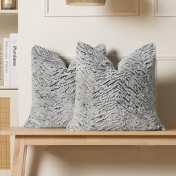 OHS Faux Fur Two Tone Cushion Covers - Grey - thumbnail 3