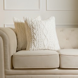 OHS 4 Pack Cable Knit Cushion Covers with Cushion - Cream - thumbnail 2