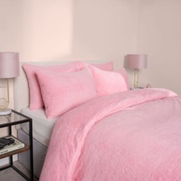 OHS Teddy Fleece Duvet Cover Set, Pink - Single - thumbnail 3