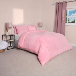OHS Teddy Fleece Duvet Cover Set, Pink - Single - thumbnail 2