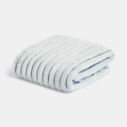 OHS Two Tone Faux Fur Thick Ribbed Throw - Navy/White - thumbnail 3