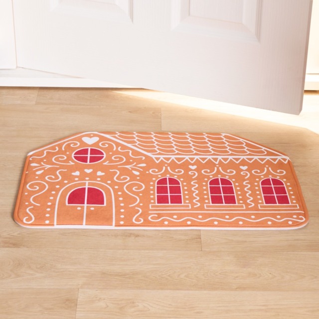 OHS Washable Christmas Gingerbread House Mat - Brown - image 1