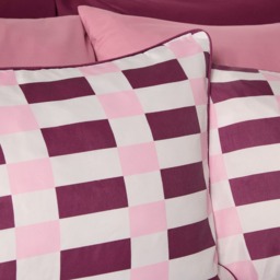 OHS Geometric Print Piped Edge Duvet Cover Set, Burgundy/Pink - Double - thumbnail 4
