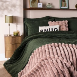 OHS Teddy Fleece Duvet Cover Set, Woodland Green - Double - thumbnail 2
