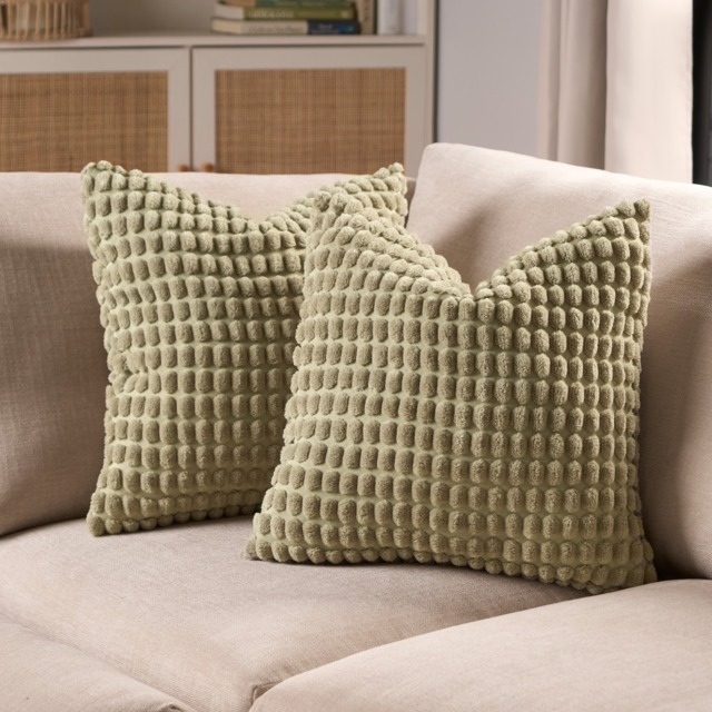 OHS 2 Pack Bobble Textured Cushion Covers, 45 x 45cm - Sage - image 1
