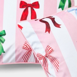 OHS Multi Bow Stripe Matte Velvet Cushion Covers, Multi - 45 x 45cm - thumbnail 4