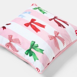 OHS Multi Bow Stripe Matte Velvet Cushion Covers, Multi - 45 x 45cm - thumbnail 5