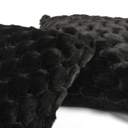 OHS Jumbo Waffle Fur Cushion Cover, Black - 45 x 45cm - thumbnail 4