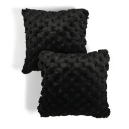 OHS Jumbo Waffle Fur Cushion Cover, Black - 45 x 45cm - thumbnail 3