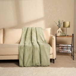 OHS Teddy Fleece Throw, Sage - 200 x 240cm - thumbnail 2