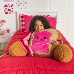 OHS Rosie The Jam Toast Cuddle Cushion - Hot Pink/Natural