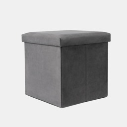 OHS Matte Velvet Foldable Cube Storage Ottoman - Charcoal - thumbnail 3
