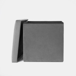 OHS Matte Velvet Foldable Cube Storage Ottoman - Charcoal - thumbnail 4