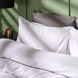 OHS Piped Edge Duvet Set, Black/White - Double - thumbnail 2