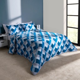 OHS Abstract Coverless 10.5 Tog Duvet & Pillowcases, Navy -  Single - thumbnail 2