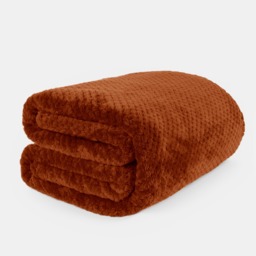 OHS Waffle Fleece Throw, Burnt Orange - 150 x 200cm - thumbnail 2