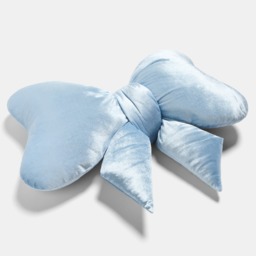 OHS Velvet Bow Shaped Cushion - Blue - thumbnail 4