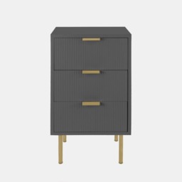 OHS Ribbed 3-Drawer Bedside Unit - Dark Charcoal - thumbnail 2