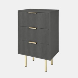 OHS Ribbed 3-Drawer Bedside Unit - Dark Charcoal - thumbnail 3
