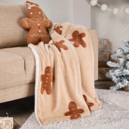 OHS Tufted Gingerbread Fleece Throw - Beige - thumbnail 1