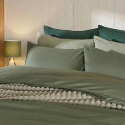 OHS Plain Duvet Cover Set, Woodland Green - Double - thumbnail 2
